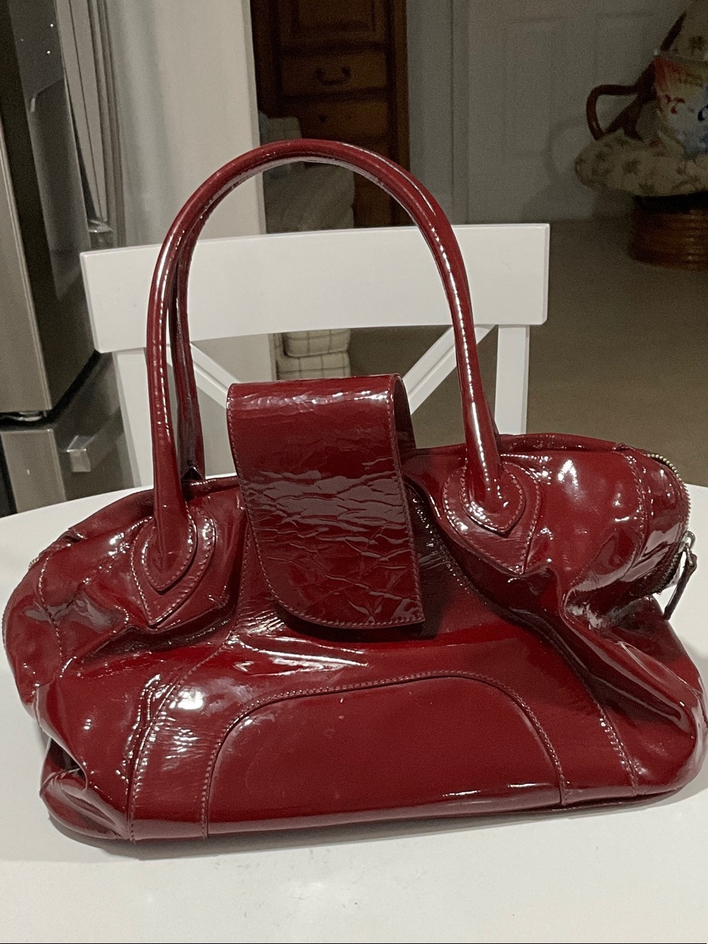 bebe Red Patent Leather Top-Handle Shoulder Bag